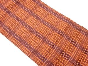 本場筑前博多格子模様織出し名古屋帯